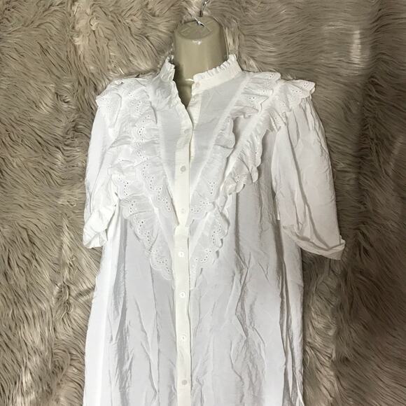 Topshop Bib Frill Shirt Dress - Picture 6 of 7
